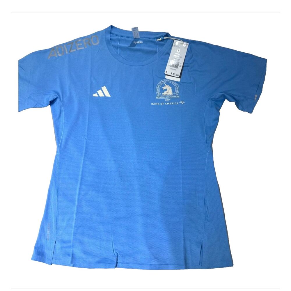 Adidas Boston Marathon 2024 Adizero blue Fast running jersey  women small IS9498
